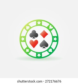 Casino chip icon - vector bright poker icon or logo
