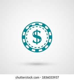 Icono del chip del casino. Ilustración del vector EPS 10.