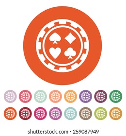 The casino chip icon.symbol. Flat Vector illustration. Button Set