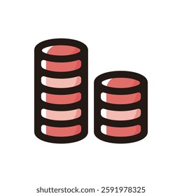 Casino chip illustration icon.Simple vector outline, clipart for graphic design.