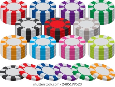 Casino chip illustration material collection