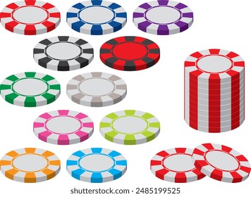 Casino chip illustration material collection