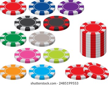 Casino chip illustration material collection