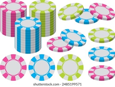 Casino chip illustration material collection