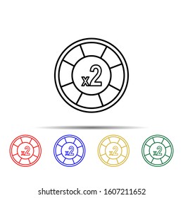 casino chip increase in two multi color style icon. Simple thin line, outline vector of casino icons for ui and ux, website or mobile application