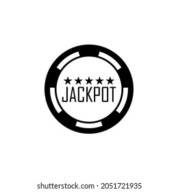 Casino chip, jackpot icon in gambling set