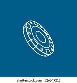 Casino Chip Line Icon On Blue Background