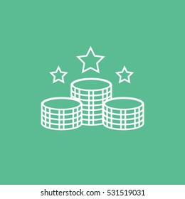 Casino Chip Line Icon On Green Background