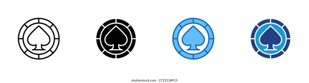 Vector de diseño de íconos de estilo múltiple de chip de casino: chip con un símbolo de espada, que representa juegos de azar, juegos y apuestas