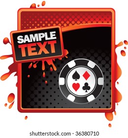 casino chip on grungy splattered background