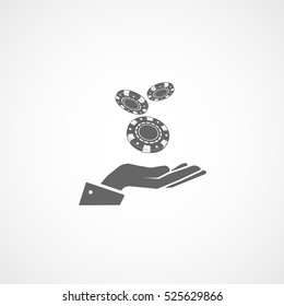 Casino Chip On Hand Flat Icon On White Background