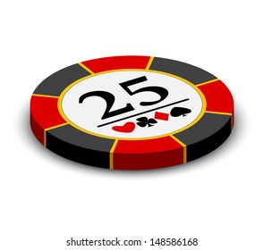 Casino chip on a white background. 