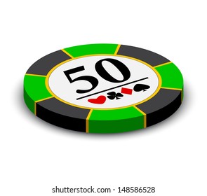 Casino chip on a white background.