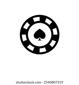 Casino Chip, Poker, Blackjack Solid Flat Vector Icon Isolated on White Background.