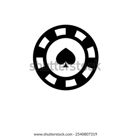 Casino Chip, Poker, Blackjack Solid Flat Vector Icon Isolated on White Background.