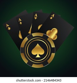 Casino chip with poker card vector 