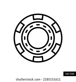 Casino chip, Poker chip vector icon in line style design for website design, app, UI, isolated on white background. Editable stroke. EPS 10 vector illustration.