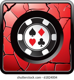 casino chip red cracked web icon