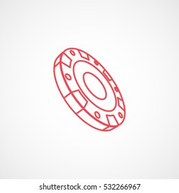Casino Chip Red Line Icon On White Background