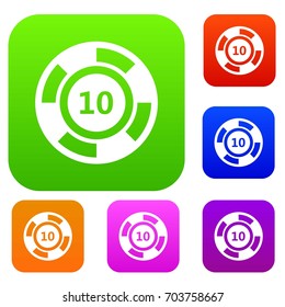 Casino chip set icon in different colors isolated vector illustration. Premium collection