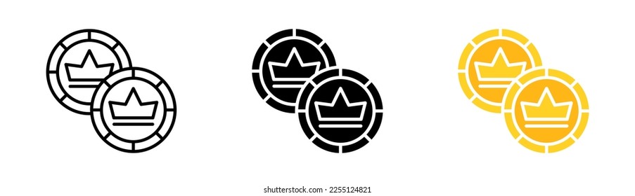 Casino chip set icon. Play for money, bet, slot machine, vegas, games of chance, win, dollar, winner. Gambling concept. Vector icon in line, black and colorful style on white background