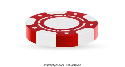 Casino chip side angle view isolated on white background