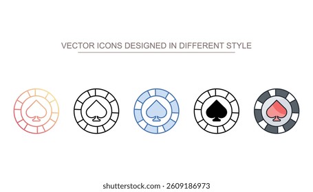 Casino Chip Spade icon design with white background stock illustration
