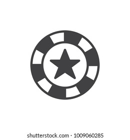 Casino chip star icon vector, filled flat sign, solid pictogram isolated on white. Symbol, logo illustration.