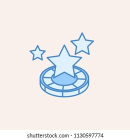 casino chip with stars icon. Element of casino icon for mobile concept and web apps. Field outline casino chip with stars icon can be used for web and mobile on colored background