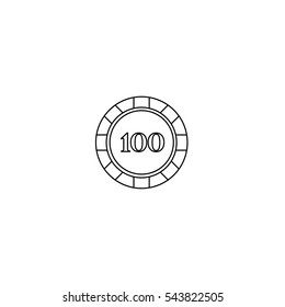 Casino chip thin line icon