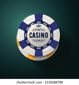 Casino chip top view - gambling chips with crown, roulette game