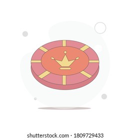 ilustración plana del vector del chip del casino en blanco