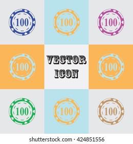 Casino chip vector icon