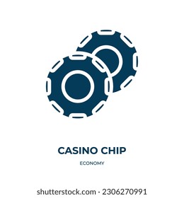 casino chip vector icon. casino chip, play, gambling filled icons from flat economy concept. Isolated black glyph icon, vector illustration symbol element for web design and mobile apps