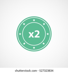 Casino Chip x2 Green Flat Icon On White Background