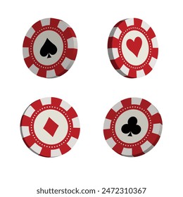 casino chips 3d card symbol isolated white background 