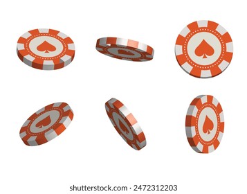 casino chips 3d isolated white background 