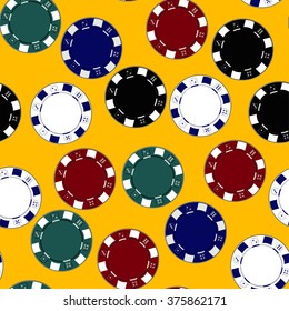 Casino chips back pattern seamless yellow