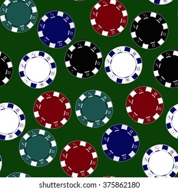 Casino chips back pattern seamless green