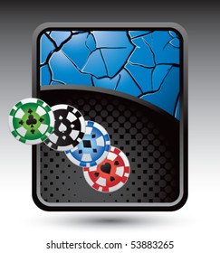 casino chips blue cracked background