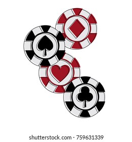 casino chips club heart spade and diamond gamble symbol
