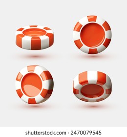 Casino chips in different views set. Gambling design