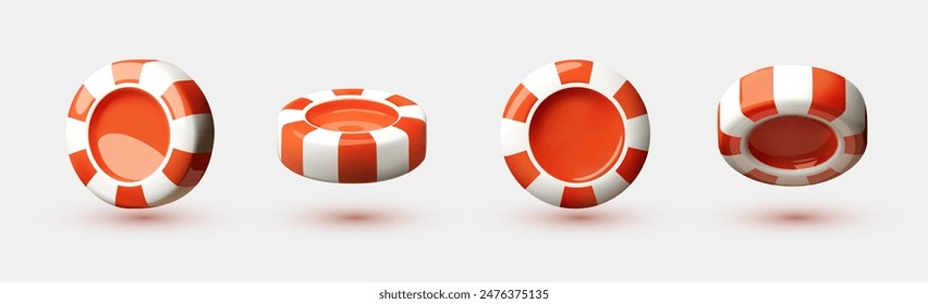 Casino chips in different views set. Gambling design