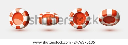 Casino chips in different views set. Gambling design