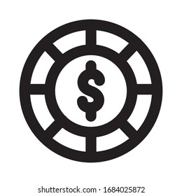 casino chips with dollar symbol line style icon vector illustration design