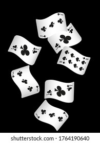 Casino Chips are falling down on black background. Pattern for ads of parties, events in Vegas. Vector illustration
