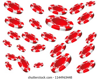 Casino Chips are falling down. Playing Cards rain. Vector illustration
