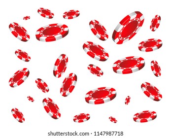 Casino Chips are falling down. Playing Chips rain. Vector illustration