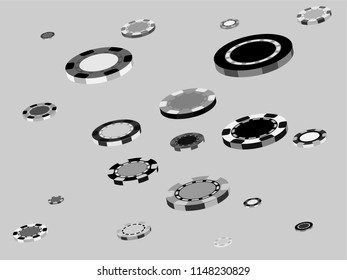 Casino Chips are falling down. Playing Chips rain. Vector illustration