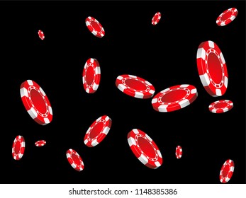 Casino Chips are falling down. Playing Chips rain. Vector illustration